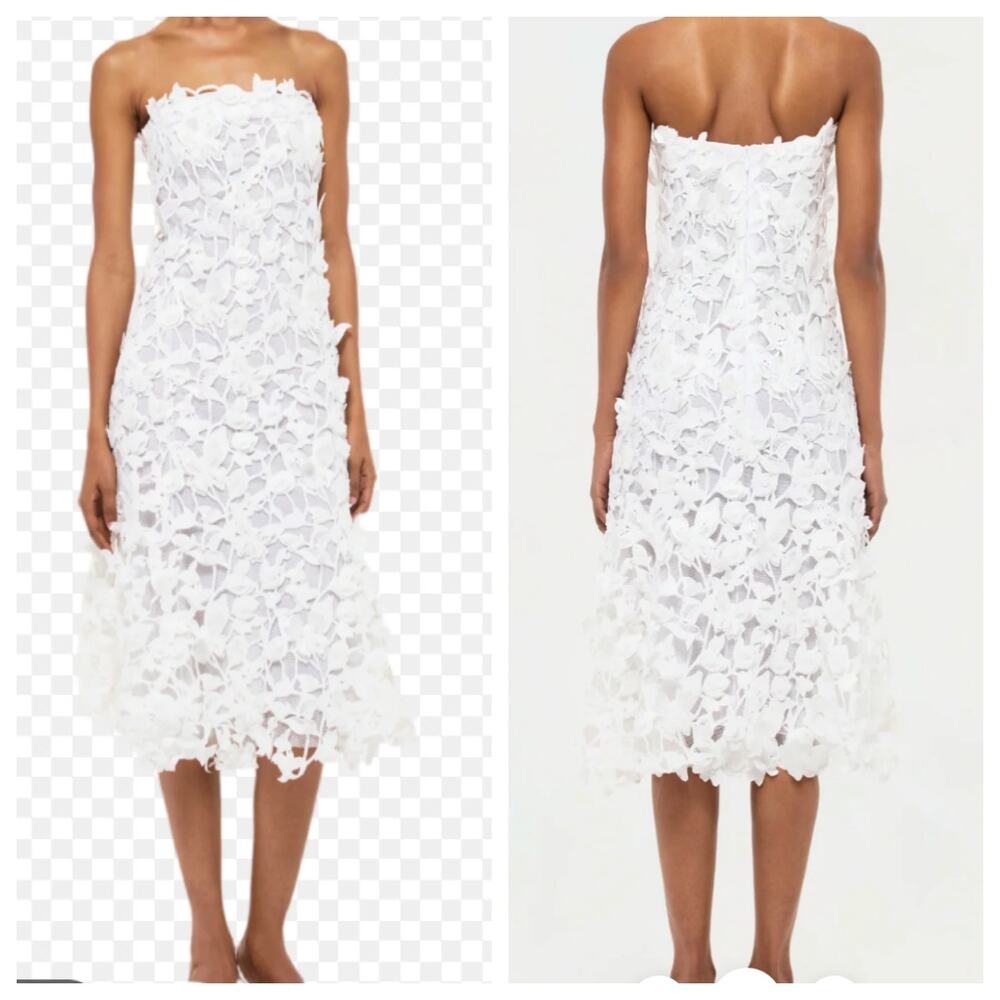 Simkhai Fleurella Guipure Lace Midi Dress NWT White